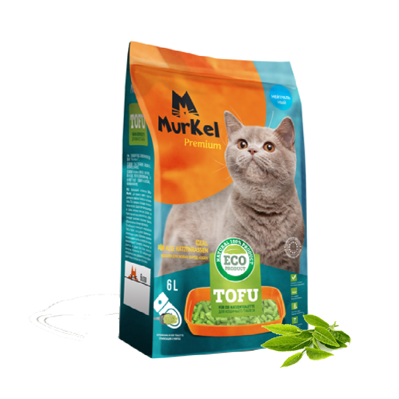 Murkel Tofu Peach. Мюркель Наполнитель для кошачьего туалета Тофу с ароматом Персика на растительной основе, 6 л