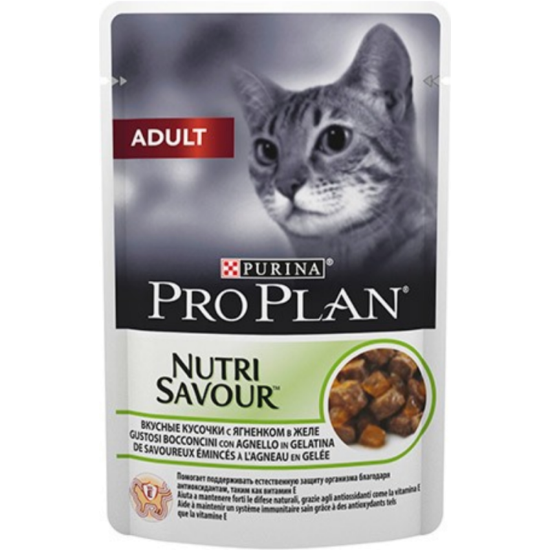 Влажный корм для взрослых кошек Purina Pro Plan Adult, ягнёнок, пауч, 85 г