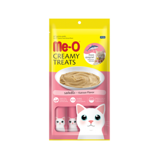 Лакомство для кошек Me-O Tuna Katsuo Flavor, упаковка 4 штуки.