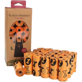 Биоразлагаемые ароматизированные пакеты для выгула животных  "ECO- Friendly" 21 рулон (315шт) оранжевые