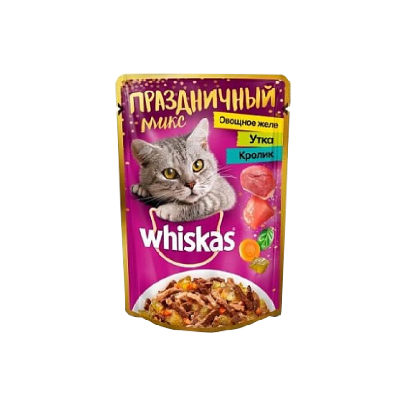 Whiskas Праздничный микс Овощное желе-утка-кролик 85 гр
