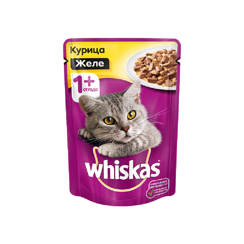 Whiskas Вискас пауч для кошек Желе с Курицей, 85г.