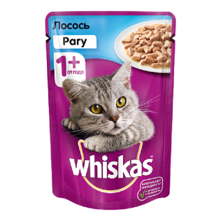 Whiskas Вискас пауч для кошек рагу лосось, 85г.