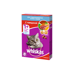 Whiskas Подушечки с паштетом "Говядина" сухой корм для стерилизованных котов и кошек 350 гр