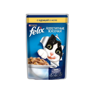 Felix Влажный корм для кошек Purina Felix Аппетитные кусочки, курица, пауч, 85 г