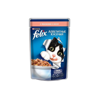 Felix Влажный корм для кошек Purina Felix Аппетитные кусочки, лосось, пауч, 85 г