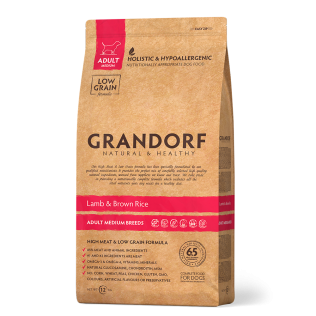 GRANDORF Medium Adult - Сухой гипоаллергенный корм холистик класса Грандорф ягнёнок с бурым рисом для собак средних пород. 12 кг