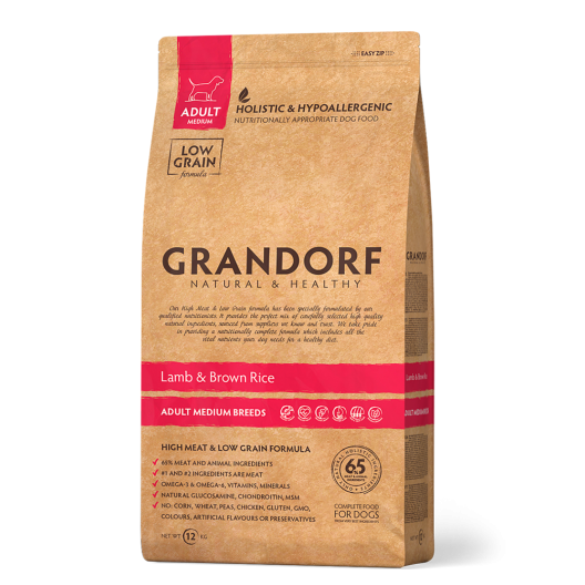 GRANDORF Dog Adult - Сухой гипоаллергенный корм холистик класса Грандорф ягнёнок с бурым рисом для собак  средних и крупных пород. 10 кг