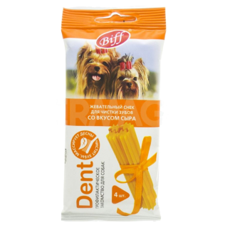 Biff "Dent" профилактическое лакомства для собак. Бифф "Дент" жевательный снек для чистки зубов со вкусом сыра, профилактическое лакомства для собак.