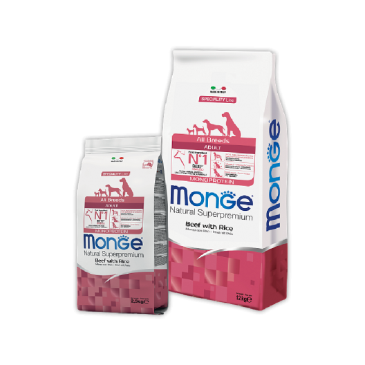 Monge Speciality line Beef All Breeds. Монже Монопротеиновый сухой корм с говядиной и рисом для взрослых собак всех пород, 12 кг