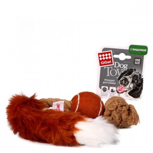 GiGwi Dog Toys. ГиГви игрушка для собак "Лисий хвост с пищалкой" Арт.75074