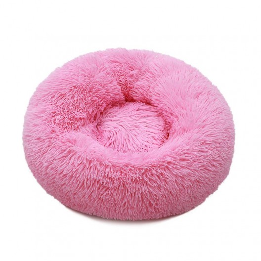 Лежак мягкий "Травка", диаметр 90 см, цвет розовый, для кошек и собак 