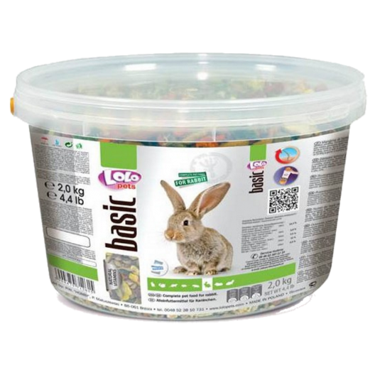 Полнорационный корм Lolo Pets Basic For Rabbit,  для кроликов.  Ведро 2 кг. 