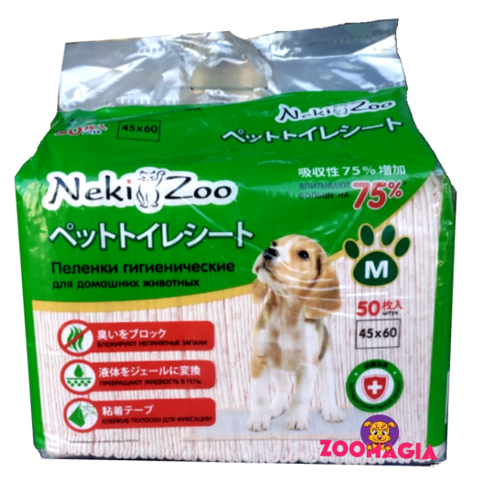 Пеленки гигиенические для домашних животных Neki Zoo, Размер М (45*60см). Maneki Japan. Упаковка 50 шт.