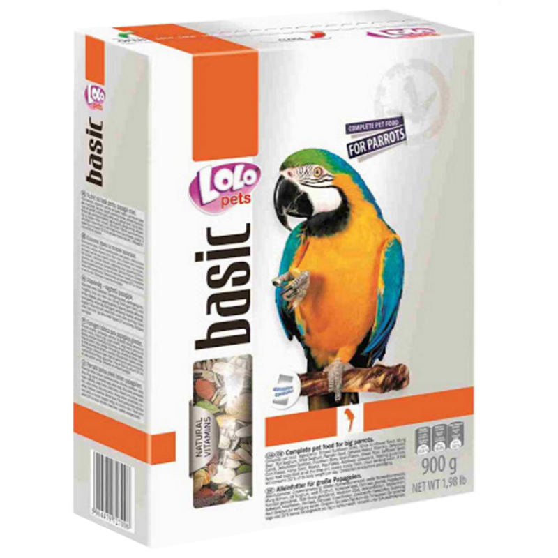Полнорационный корм Lolo Pets Basic For Big Parrots,  для крупных попугаев.  900 гр. 