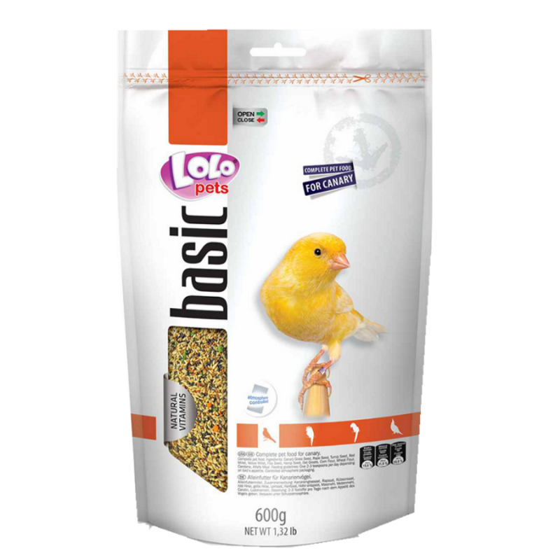 Полнорационный корм Lolo Pets Basic for Canary,  для канареек.  600 гр.