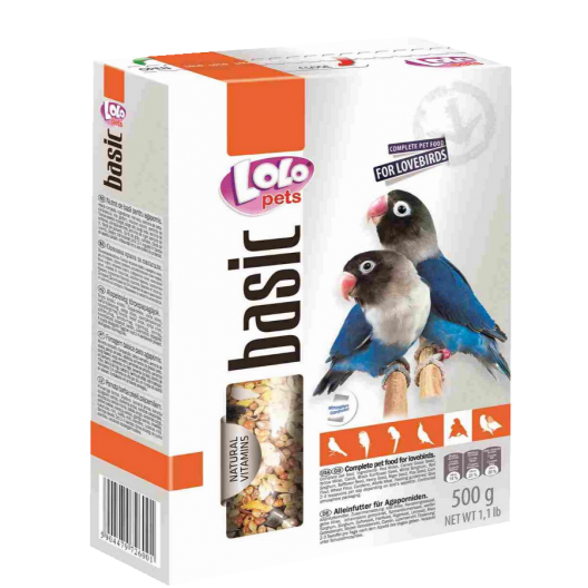 Полнорационный корм Lolo Pets Basic for Lovebirds,   для неразлучников.  500 гр. 