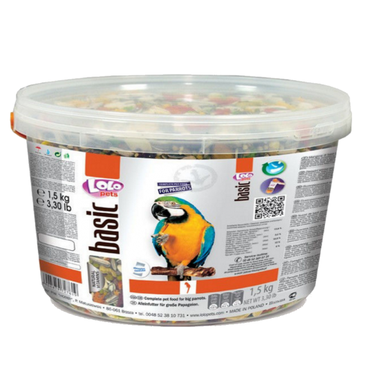 Полнорационный корм Lolo Pets Basic For Big Parrots,  для крупных попугаев.  Ведро 1,5 кг. 