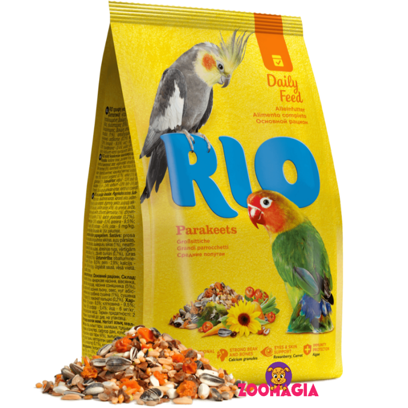 Rio Daily Feed Parakeets. Рио основной рацион для средних попугаев. 1000гр.