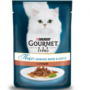 Purina Gourmet Perle. Влажный корм для кошек Гурмэ Перл старше 1 года нежное филе утки  в соусе.  Пауч 85 гр.
