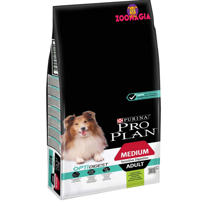 Pro Plan Dog Opti Digest Adult Medium с ягненком. Сухой корм Про план для взрослых собак средних пород с чувствительным пищеварением с ягненком. 14 кг. 
