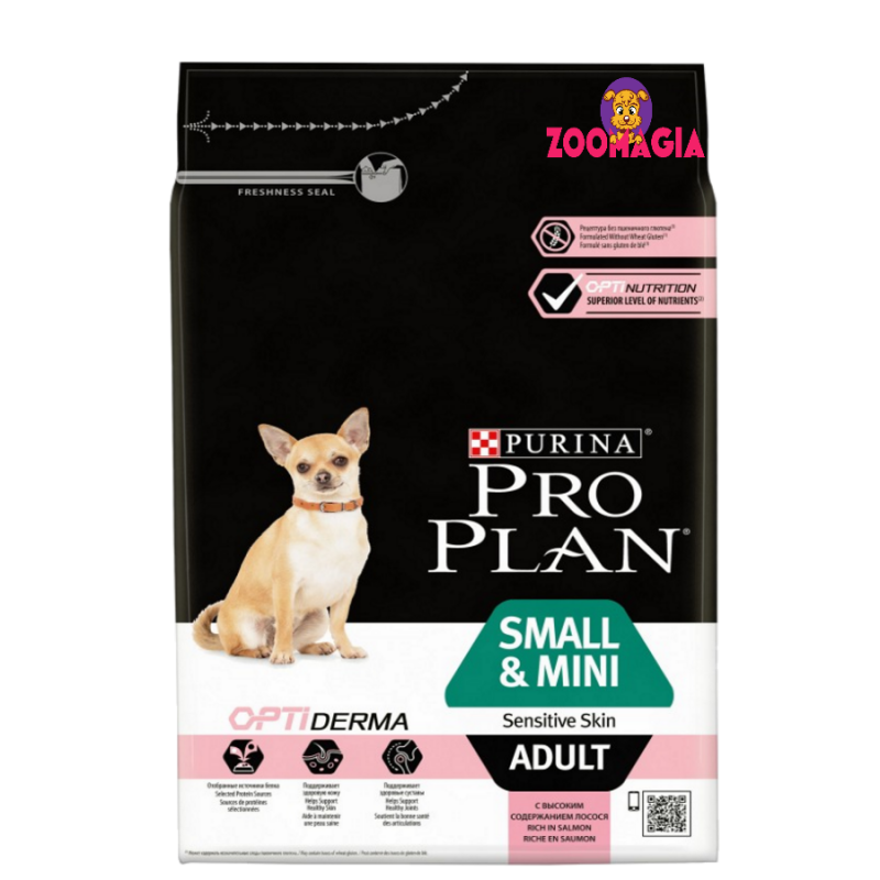 Pro Plan Dog Opti Derma Adult Small & Mini с лососем. Корм Про план для взрослых собак мелких пород с чувствительной кожей с лососем. 3 кг. 