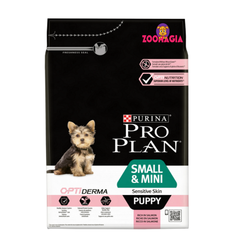 Pro Plan Dog Opti Derma Puppy Small & Mini с лососем. Про план для щенков мелких пород с чувствительной кожей с лососем. 3 кг. 