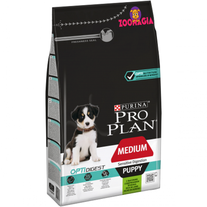 Pro Plan Dog Opti Digest Puppy Medium с ягненком. Корм Про план для щенков средних пород с чувствительным пищеварением с ягненком. 3 кг. 
