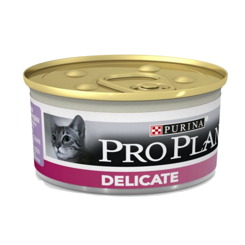 Pro Plan Delicate паштет с индейкой. Про план влажный корм для кошек с проблемным пищеварением. Баночка 85 гр