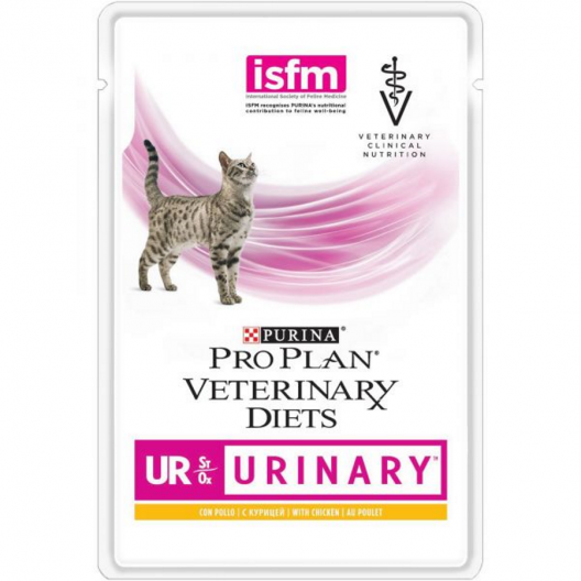 Pro Plan Veterinary Diets Urinary. Влажный корм Проплан ветеринарная диета для кошек с болезнями мочевыводящих путей. Курица. Пауч 85 гр.