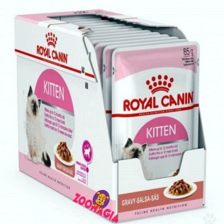 Корм для котят во второй фазе роста Royal Canin Kitten Intensive Pork Free. Корм для котят кусочки в соусе, 12*85 гр