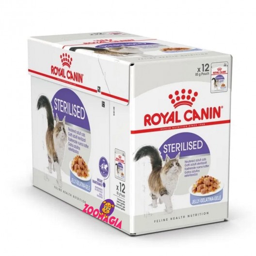 Влажный корм для стерилизованных кошек склонных к полноте Royal Canin Sterilised Jelly, 12*85 гр.