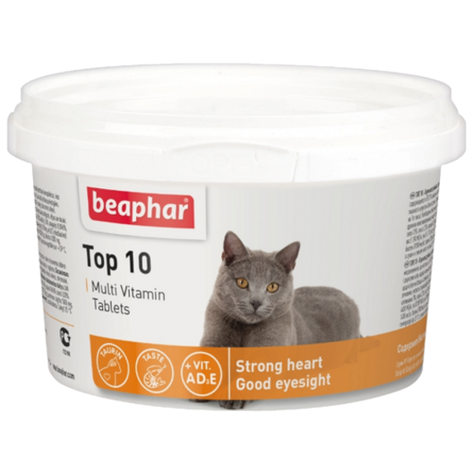 Beaphar Top 10 Multi Vitamin Tablets. Беафар Топ-10 мультивитаминная кормовая добавка для кошек и котят. 180 таблеток. 