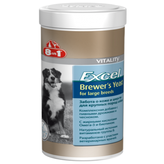 Excel Brewer's Yeast. Эксель Бреверсы, Пивные дрожжи для крупных собак.  80таблеток