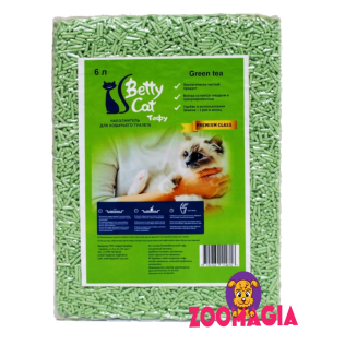 Премиальный соевый наполнитель тофу для кошек и котят Бетти Кэт с ароматом зеленого чая. Betty Cat Tofu Green Tea 6l. Комкующийся туалет для кошек и котят.