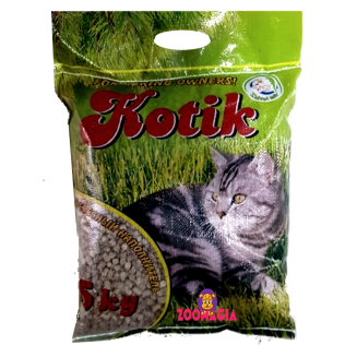 Древесный наполнитель  для кошачьего туалета Kotik . Полиэтиленовый пакет  5 кг. 