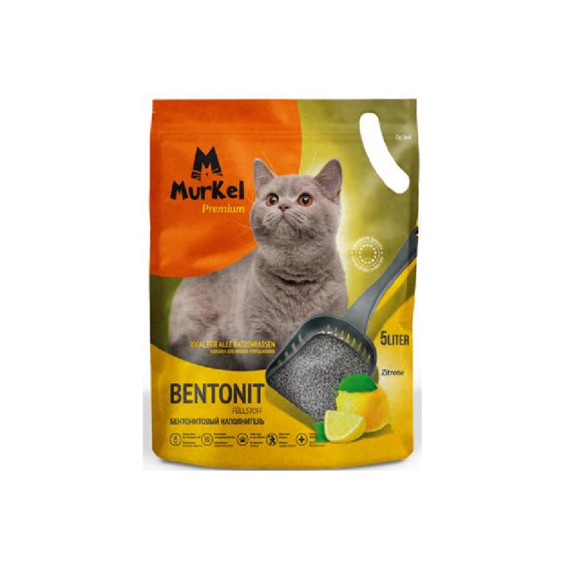Комкующийся наполнитель Murkel для кошачьего туалета (Лимон) 5л