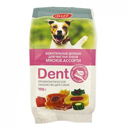 Dent "Дент" жевательные дольки для чистки зубов "Мясное ассорти" 